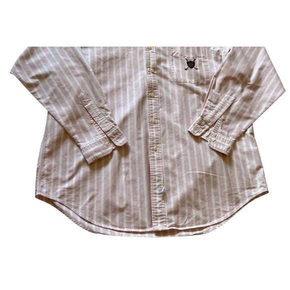 Ralph Lauren Polo Mens Pink White Stripe Button-Down Shirt Crest Preppy XL - Picture 3 of 6
